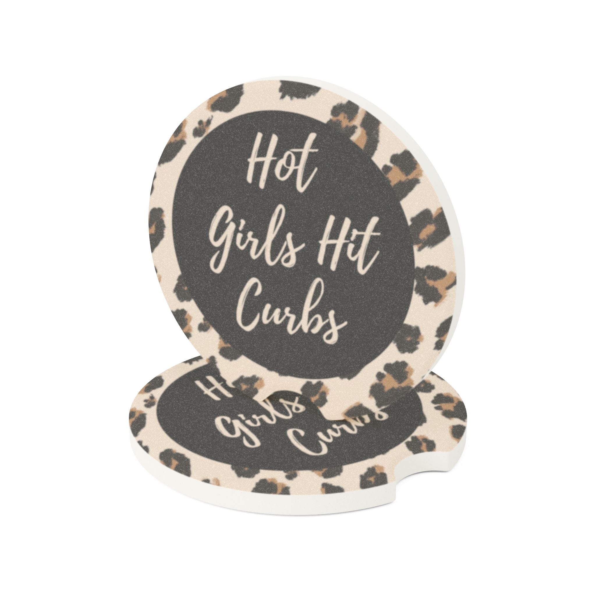 Leopard Print Soapstone Car Coaster | Hot Girls Hit Curbs