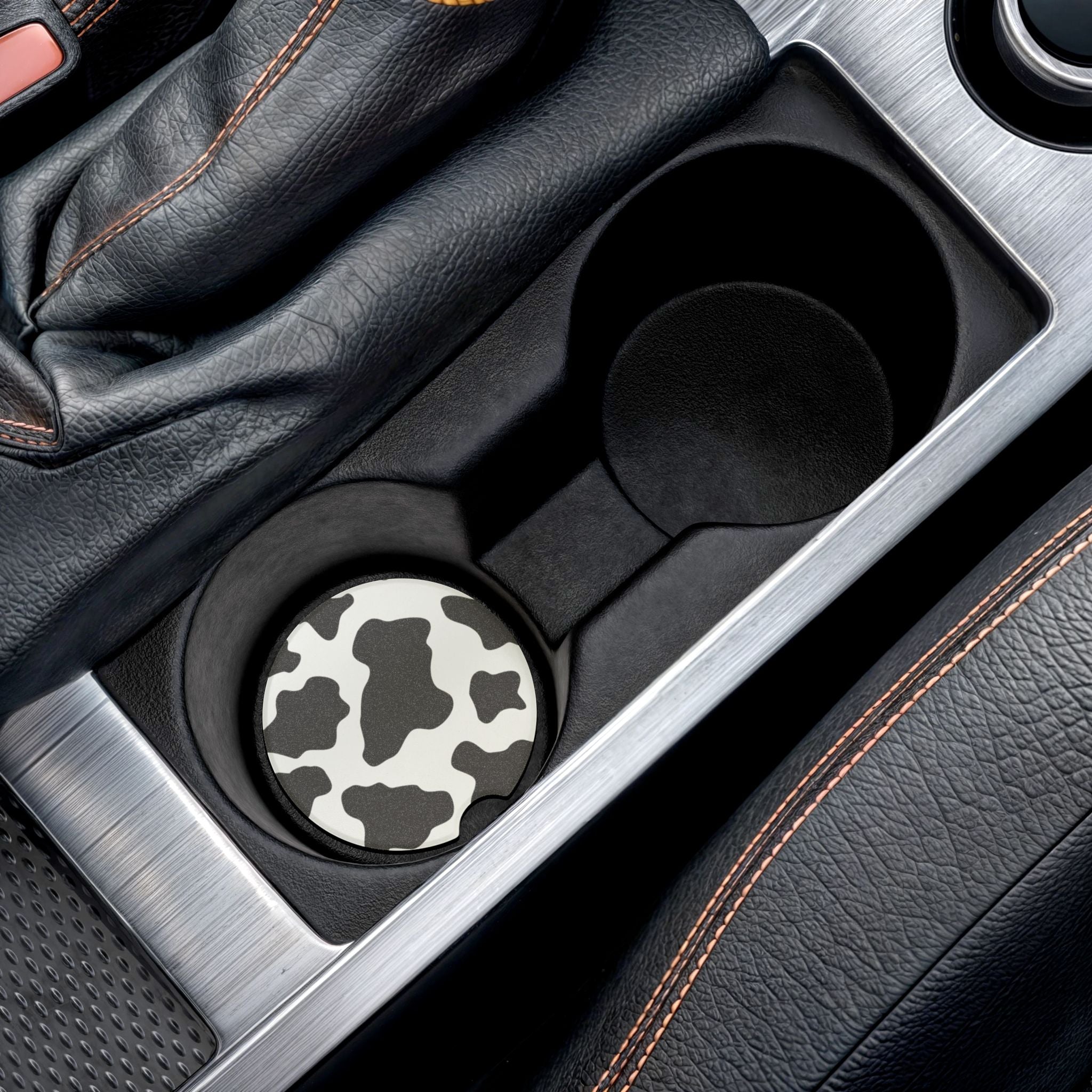 Cow Print Soapstone Car Coaster