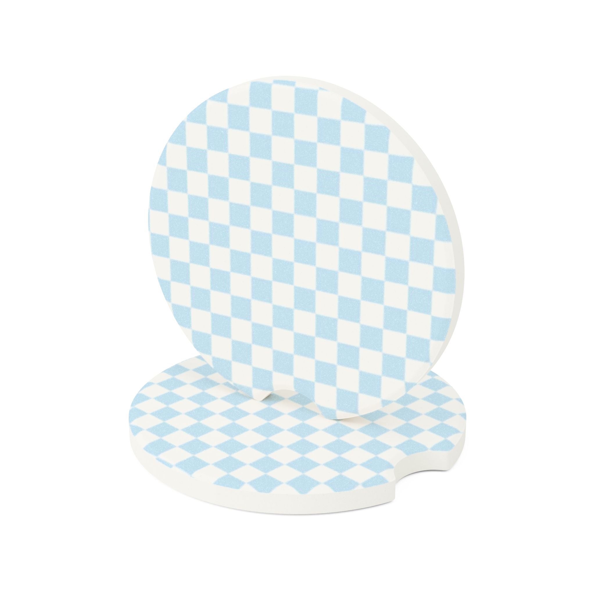 Blue Checkered Soapstone Car Coaster