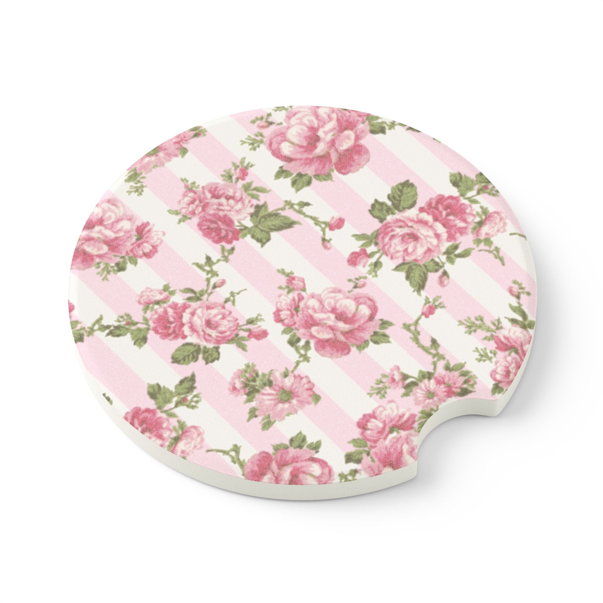 Pink Love Shack Fancy Floral Soapstone Car Coaster