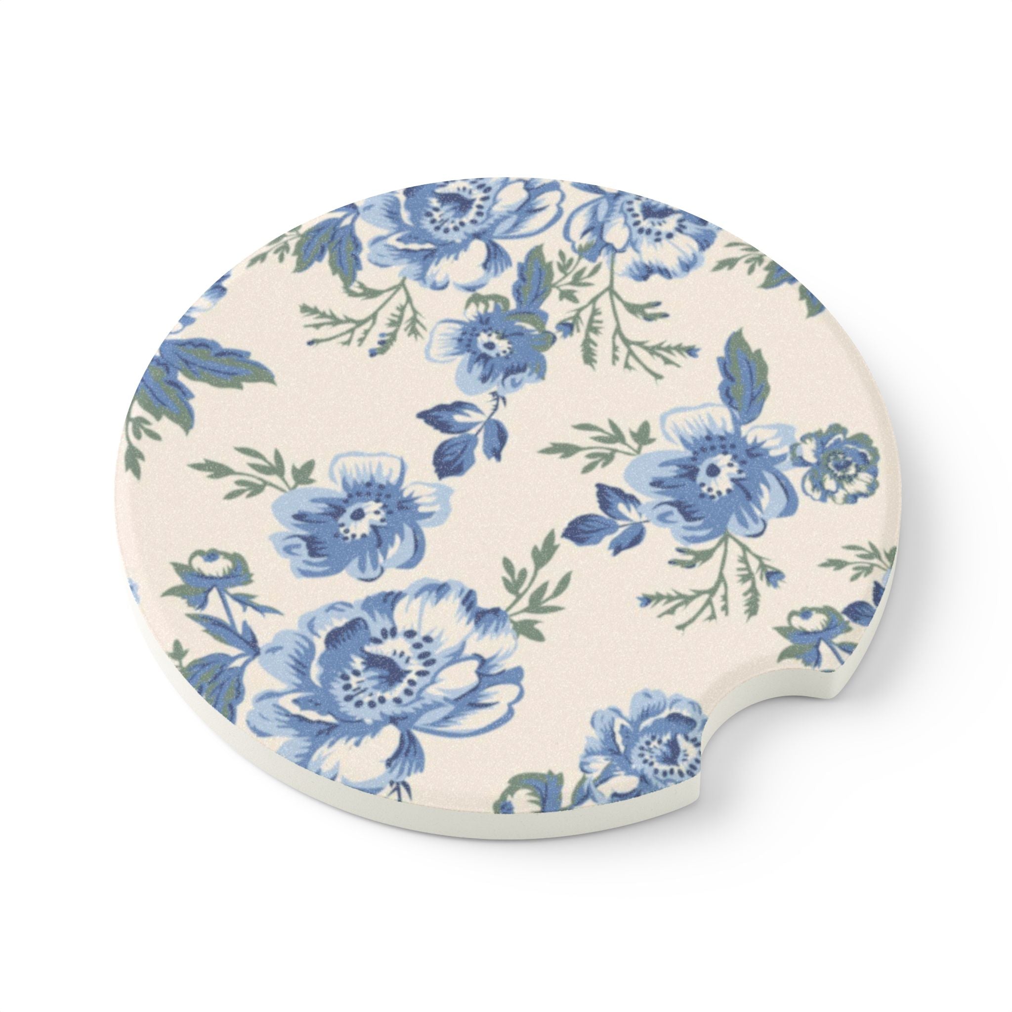 Blue Floral Soapstone Car Coaster