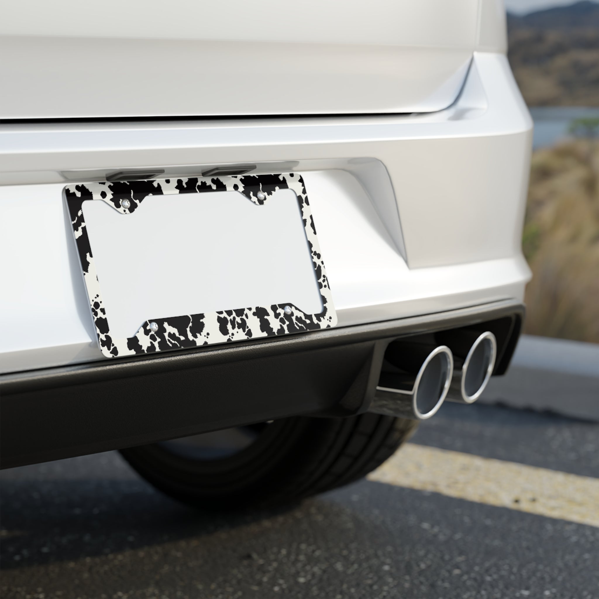 Cow Print License Plate Frame