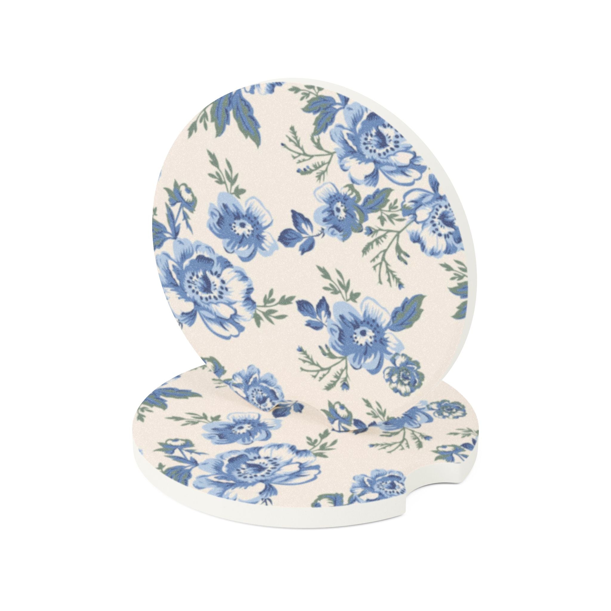 Blue Floral Soapstone Car Coaster
