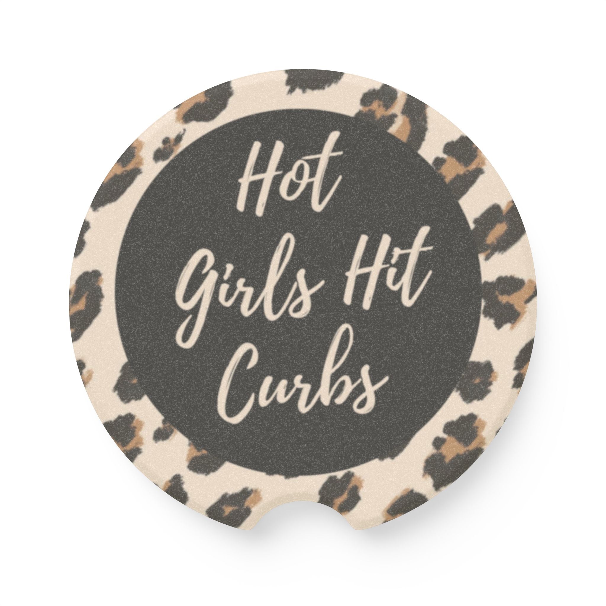 Leopard Print Soapstone Car Coaster | Hot Girls Hit Curbs