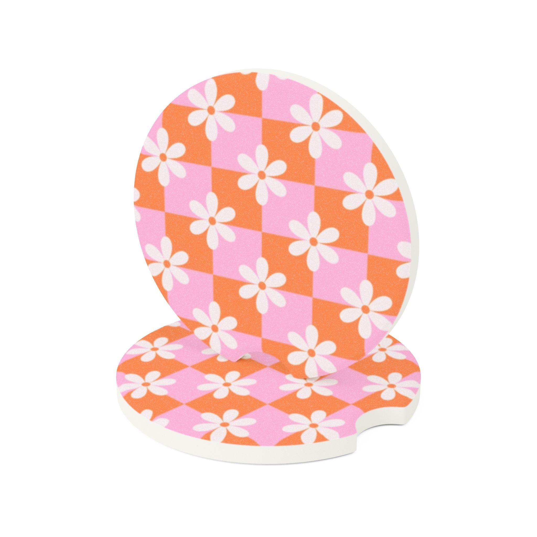 Vibrant Floral Soapstone Car Coaster