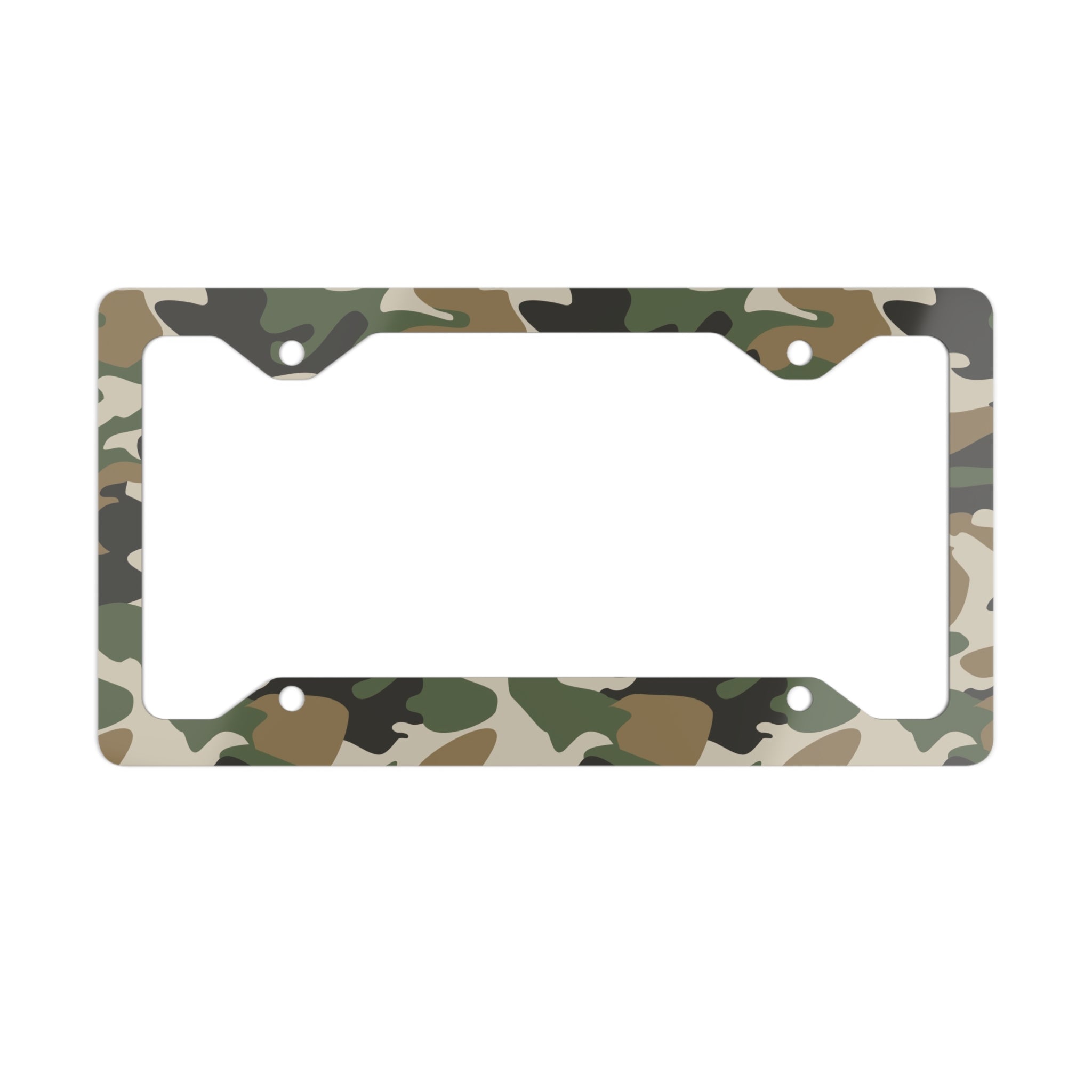 Camo Metal License Plate Frame -Dark Grey, Tan, Green-