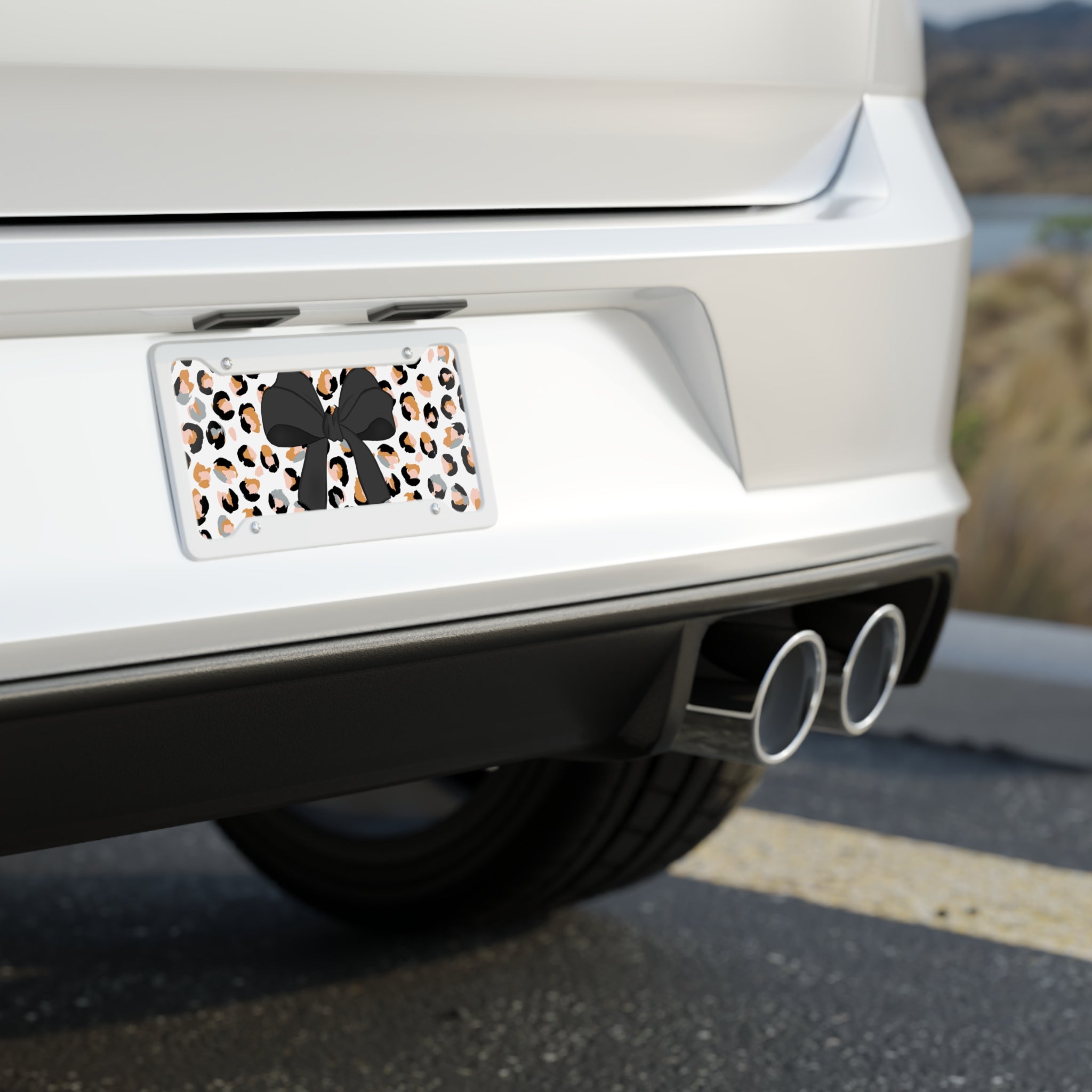 Leopard Print License Plate with Bow