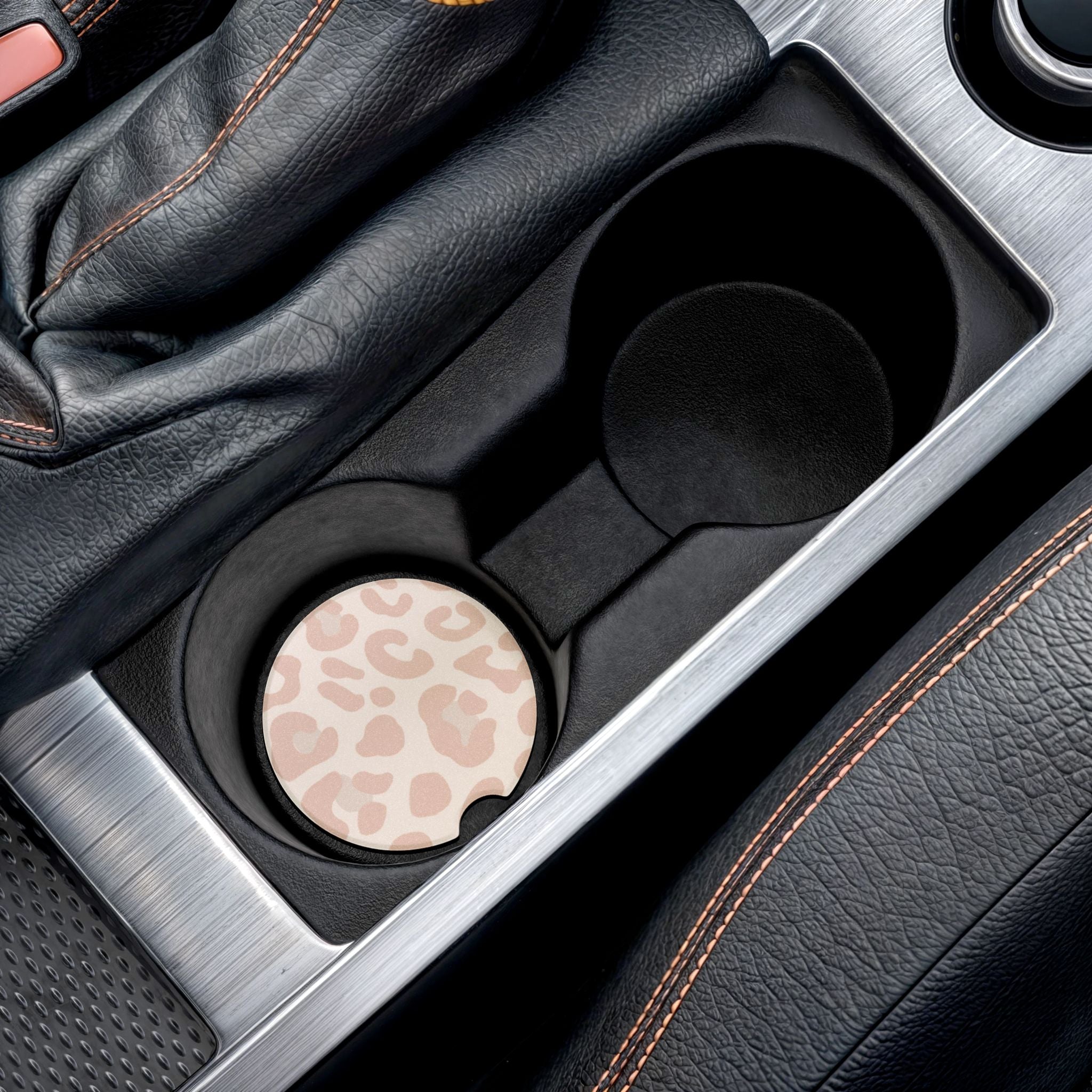 Pink Leopard Car Coasters