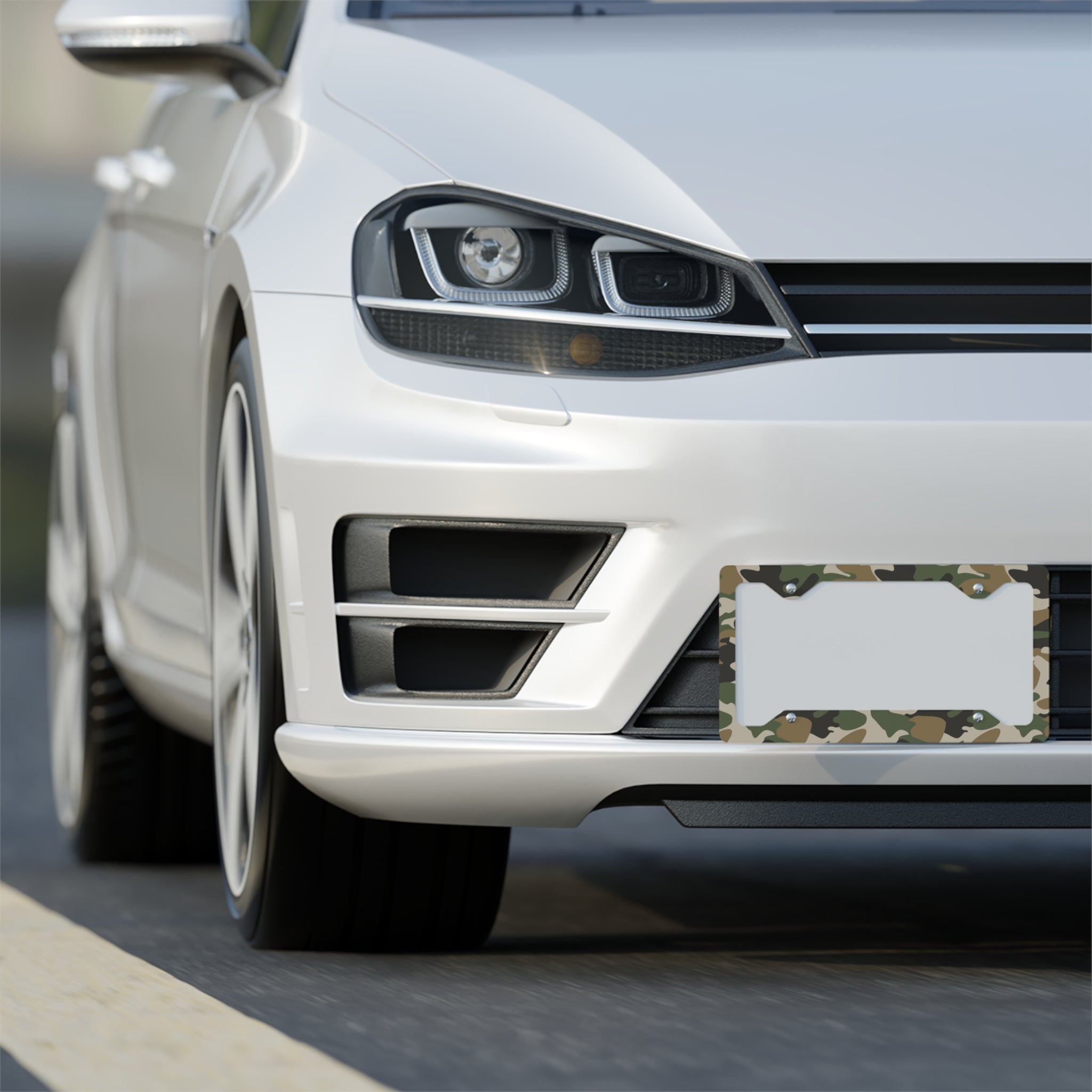 Camo Metal License Plate Frame -Dark Grey, Tan, Green-