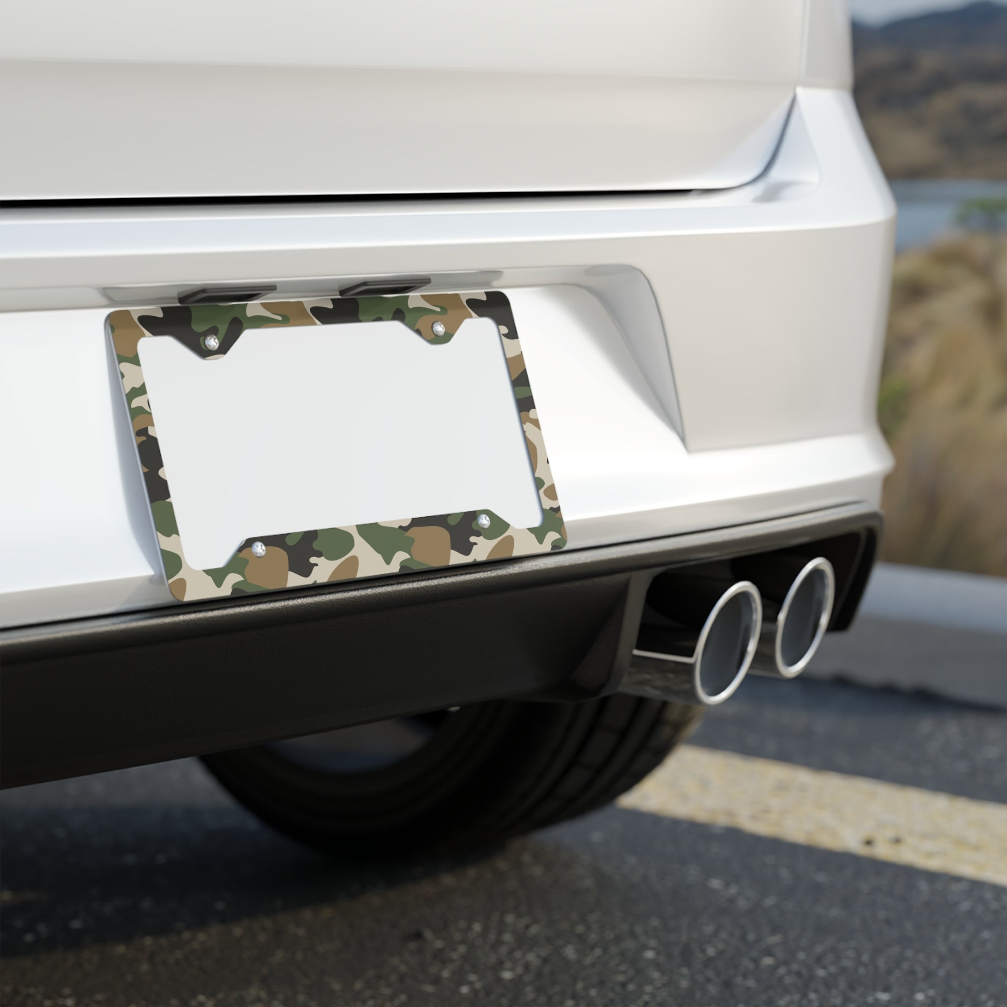 Camo Metal License Plate Frame -Dark Grey, Tan, Green-
