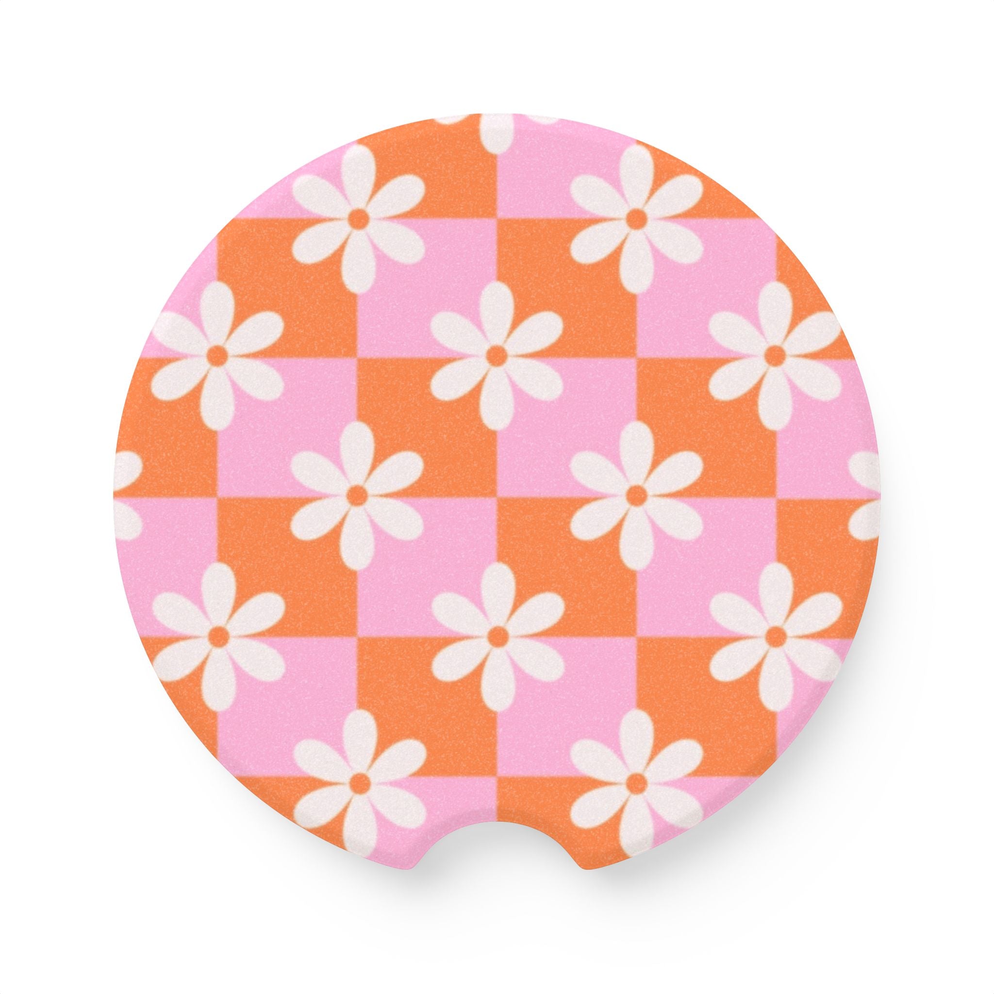 Vibrant Floral Soapstone Car Coaster