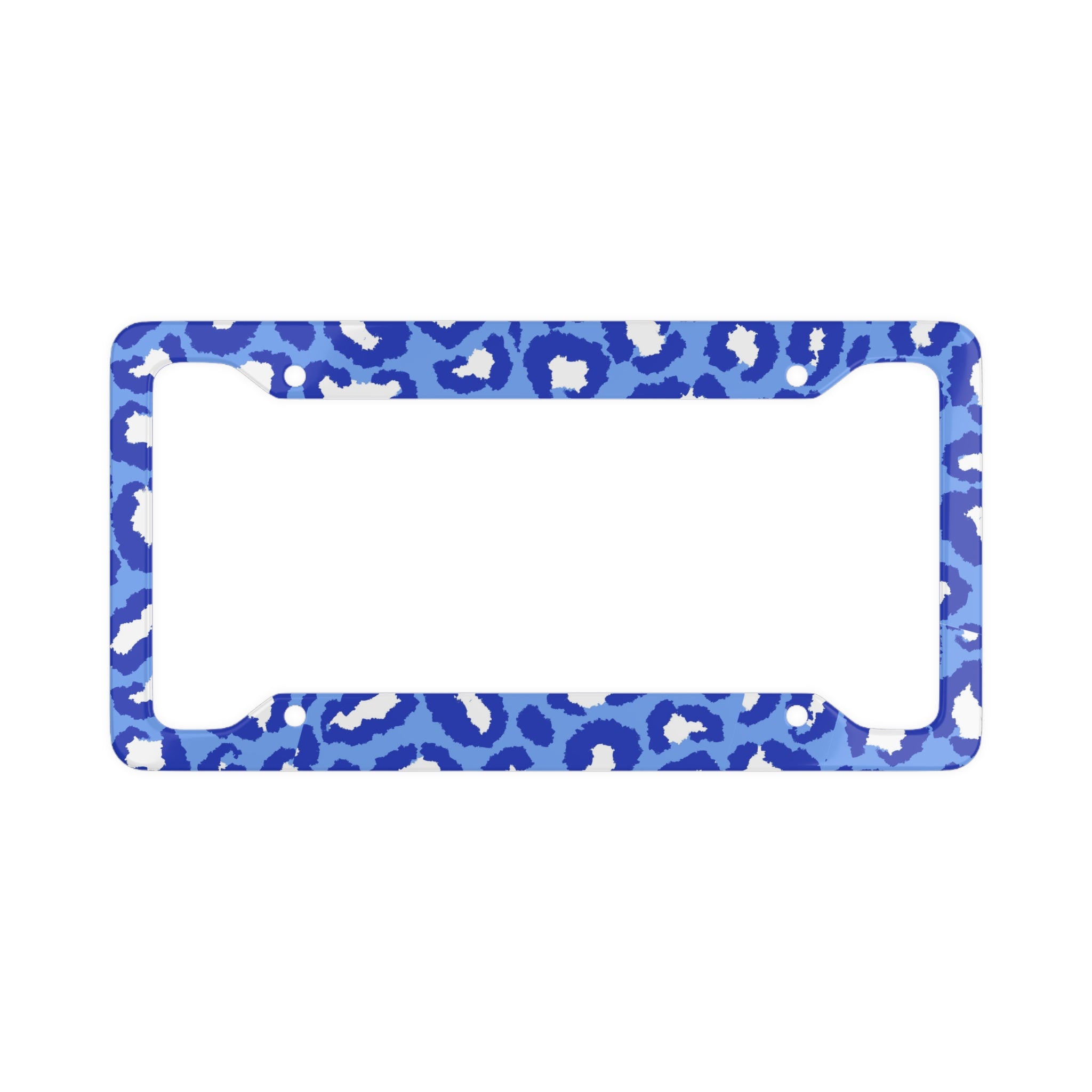 Blue Leopard Print License Plate Frame