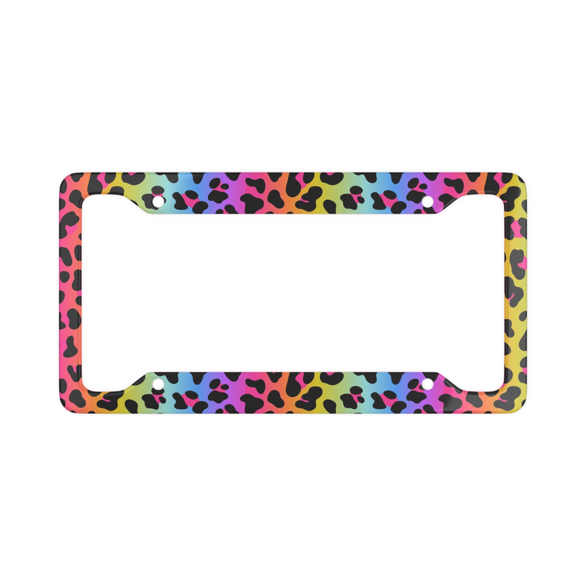 Rainbow Leopard Print License Plate Frame