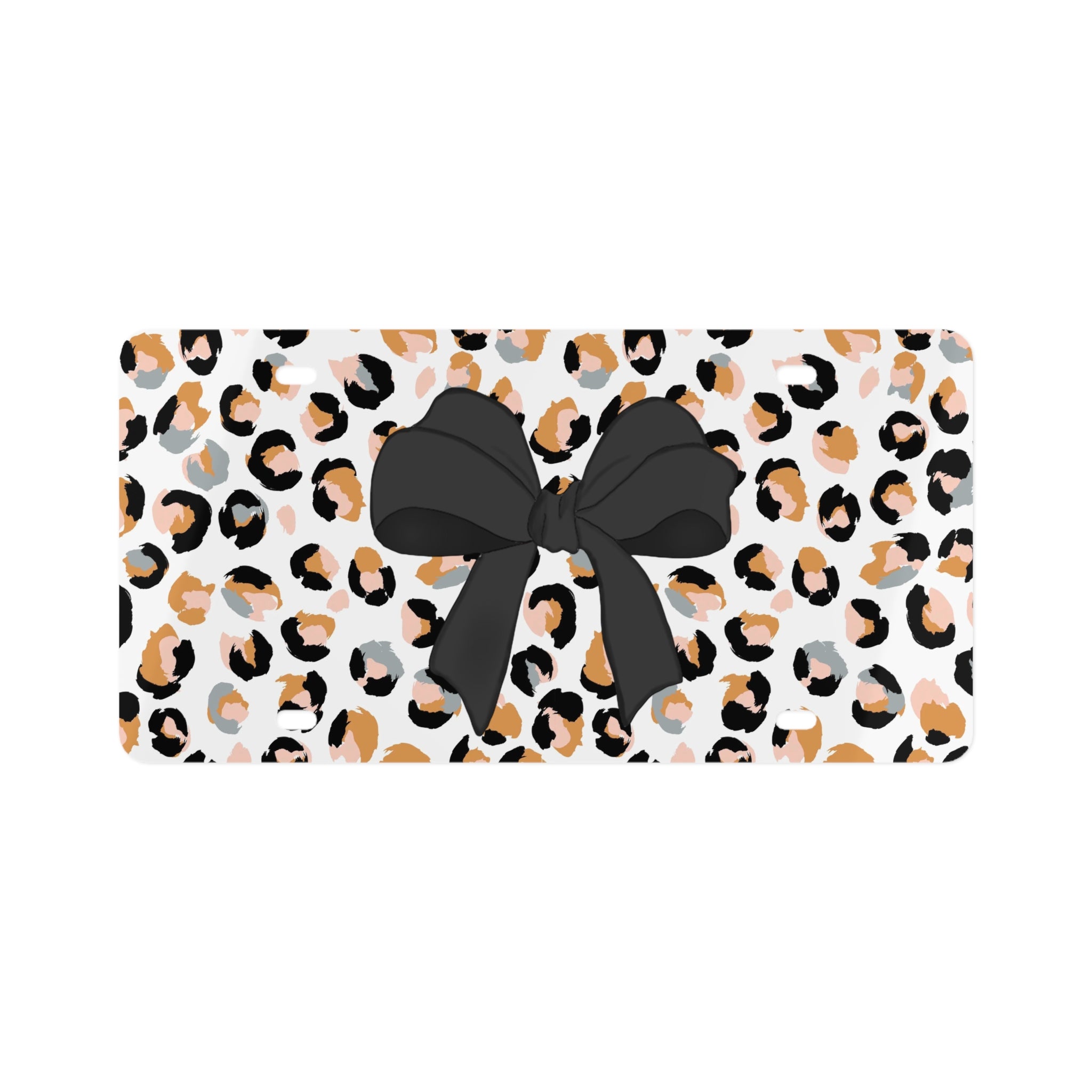 Leopard Print License Plate with Bow