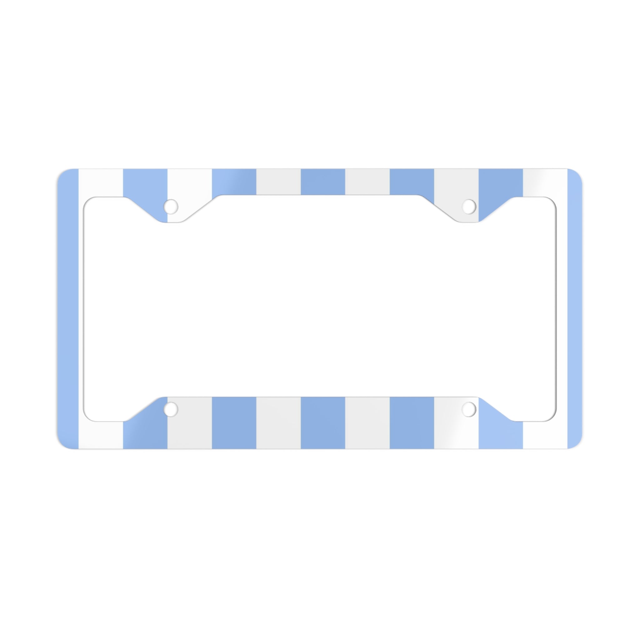 Blue Stripe Metal License Plate Frame