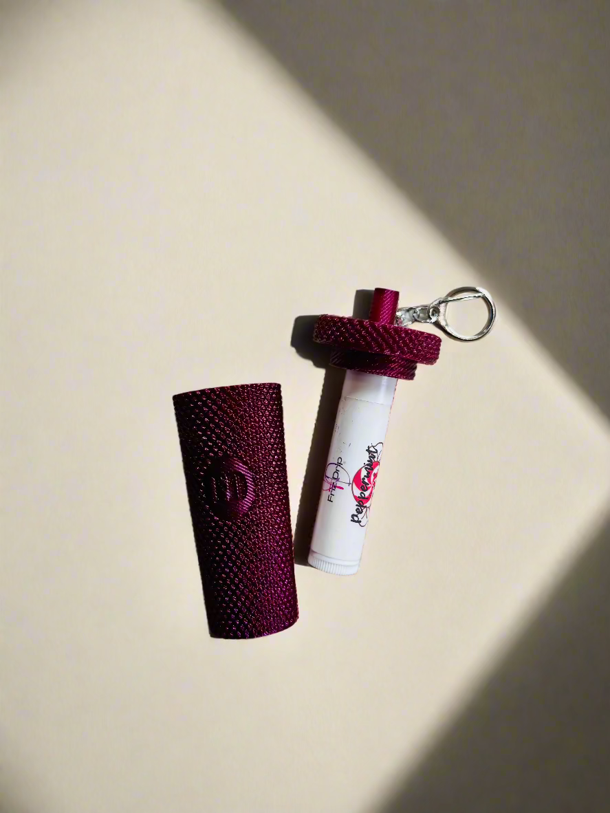 Coffee Cup Tumbler Style Lip Balm Holder Keychain-4