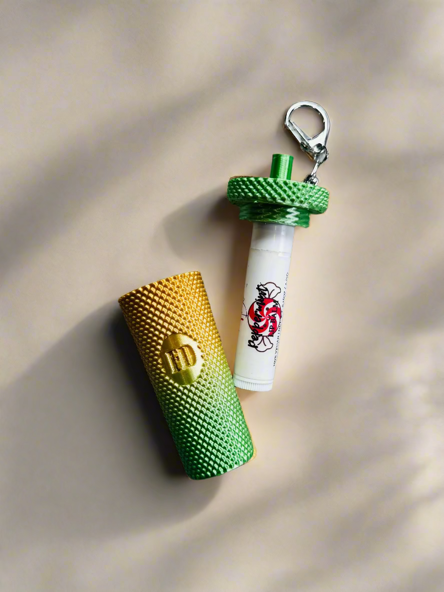 Coffee Cup Tumbler Style Lip Balm Holder Keychain-1