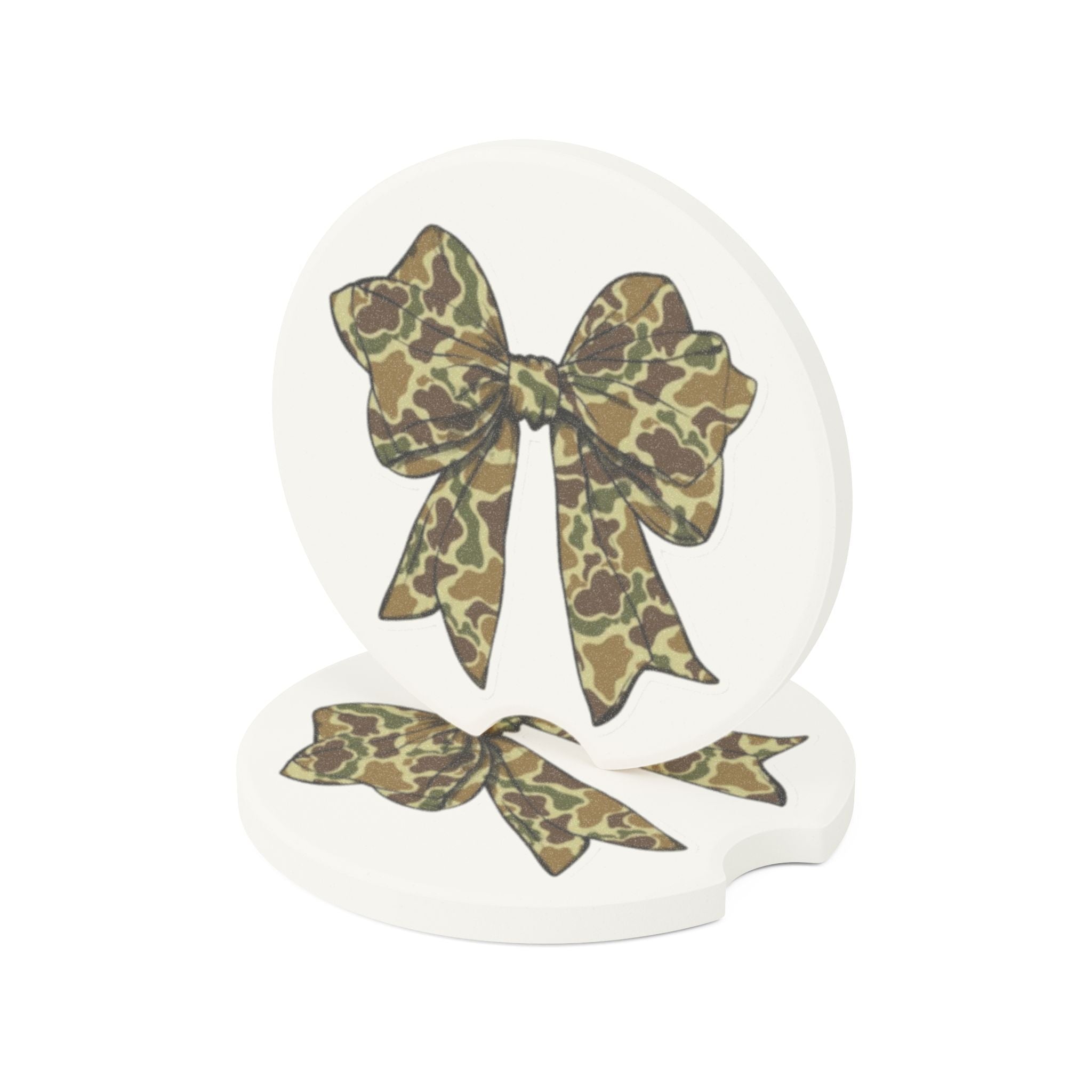 Camouflage Bow Car Coaster