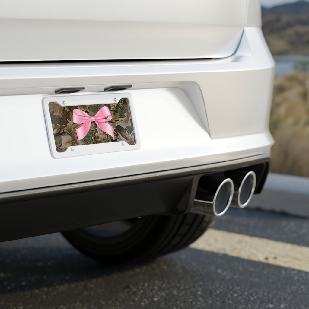 Camo License Plate with Pink Bow