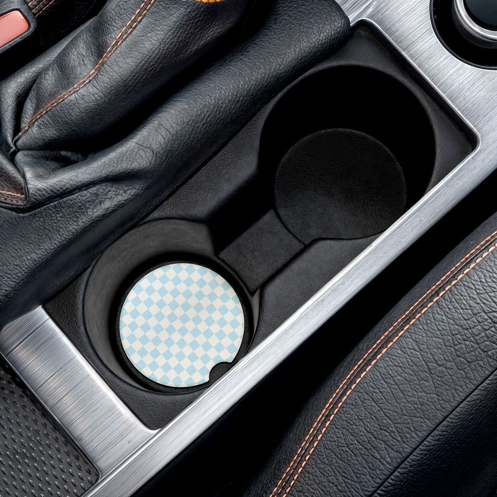 Blue Checkered Soapstone Car Coaster