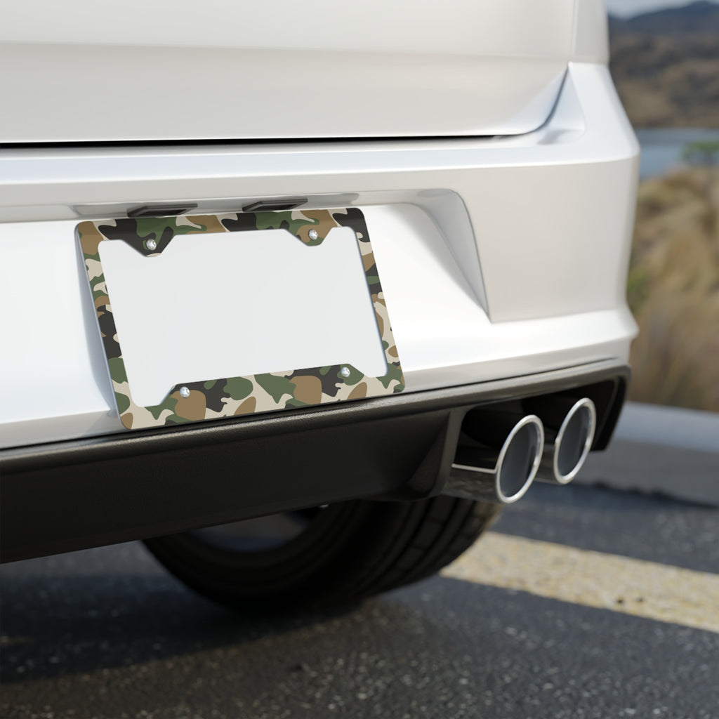 Camo Metal License Plate Frame -Dark Grey, Tan, Green-