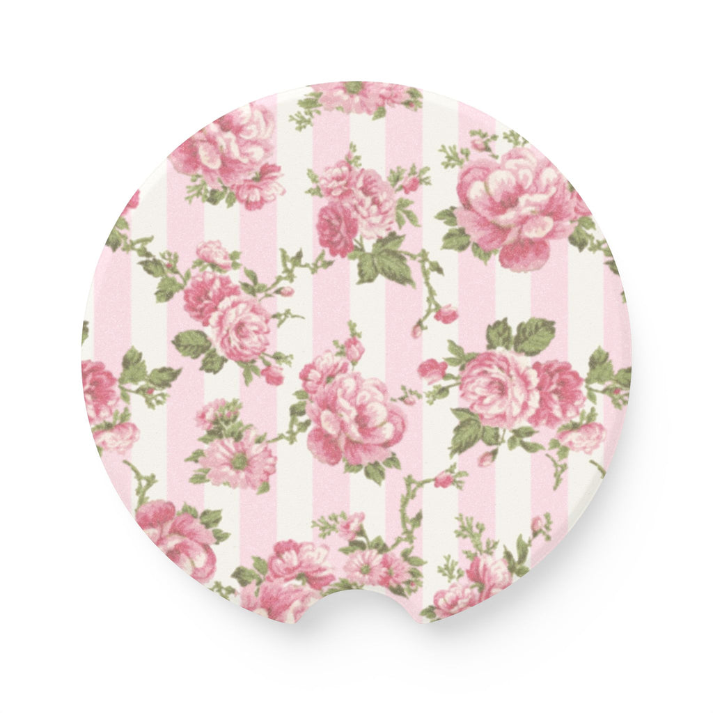 Pink Love Shack Fancy Floral Soapstone Car Coaster