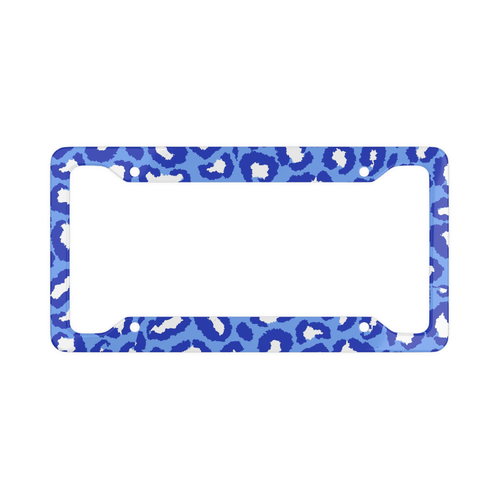 Blue Leopard Print License Plate Frame
