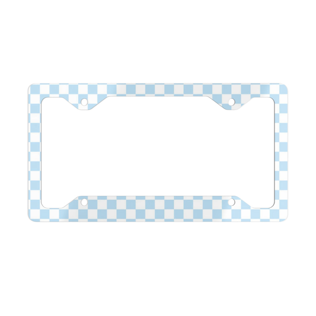 Blue Checkered License Plate Frame