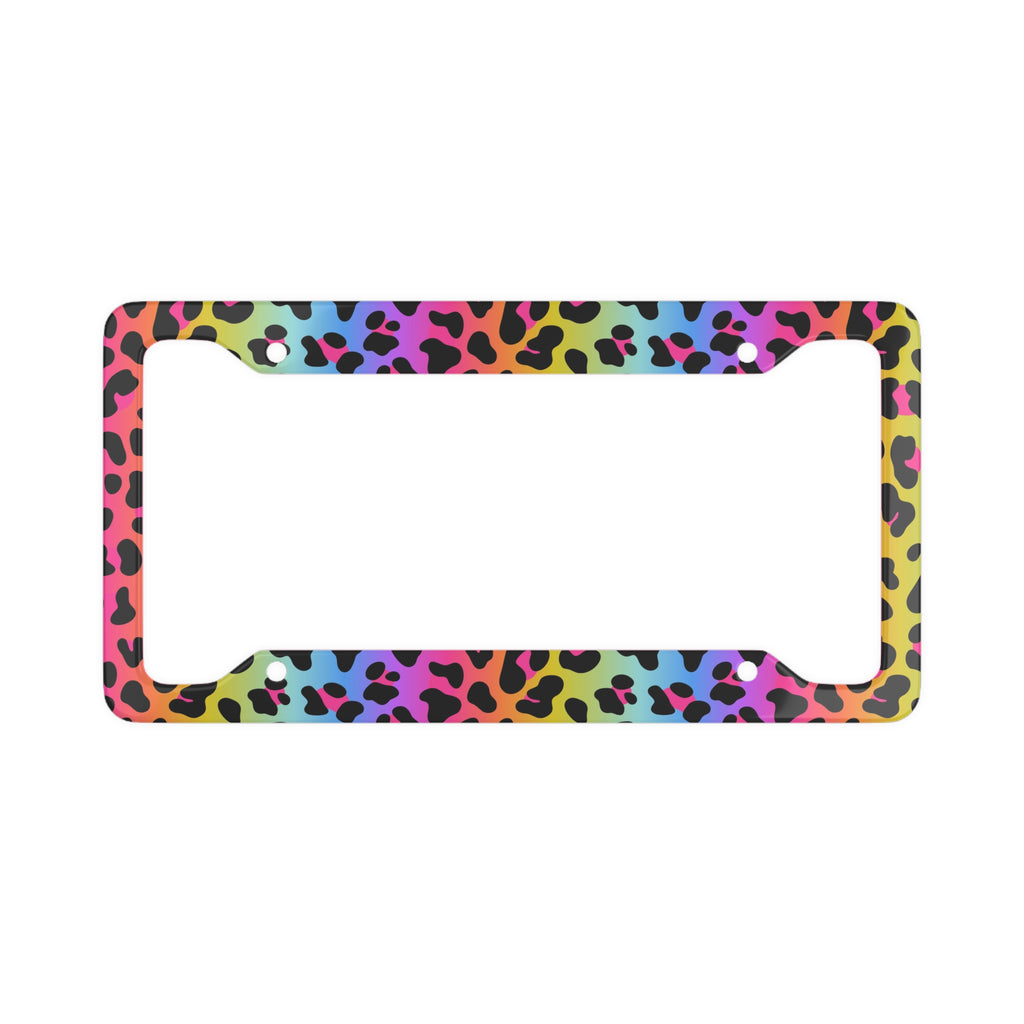 Rainbow Leopard Print License Plate Frame