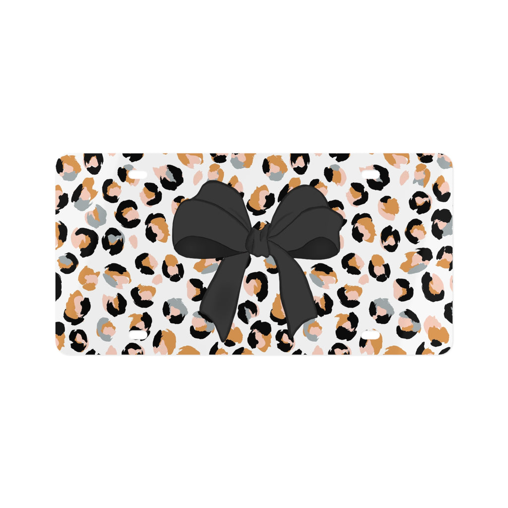 Leopard Print License Plate with Bow