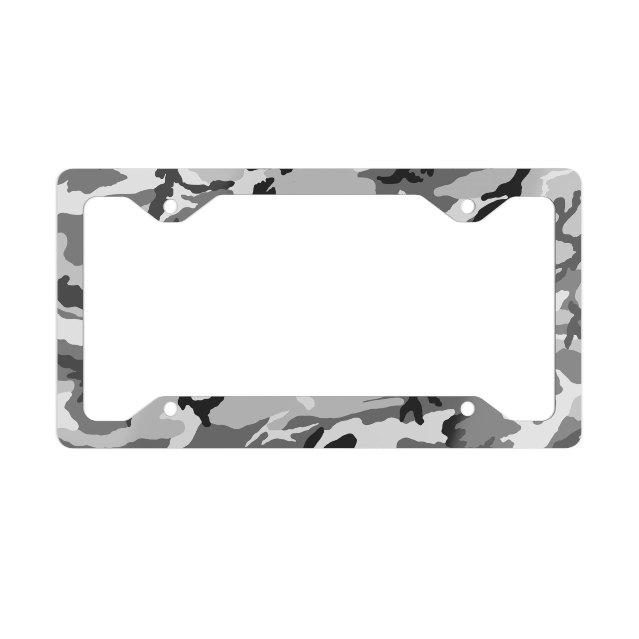 Camouflage Metal License Plate Frame -Black, White, Gray-