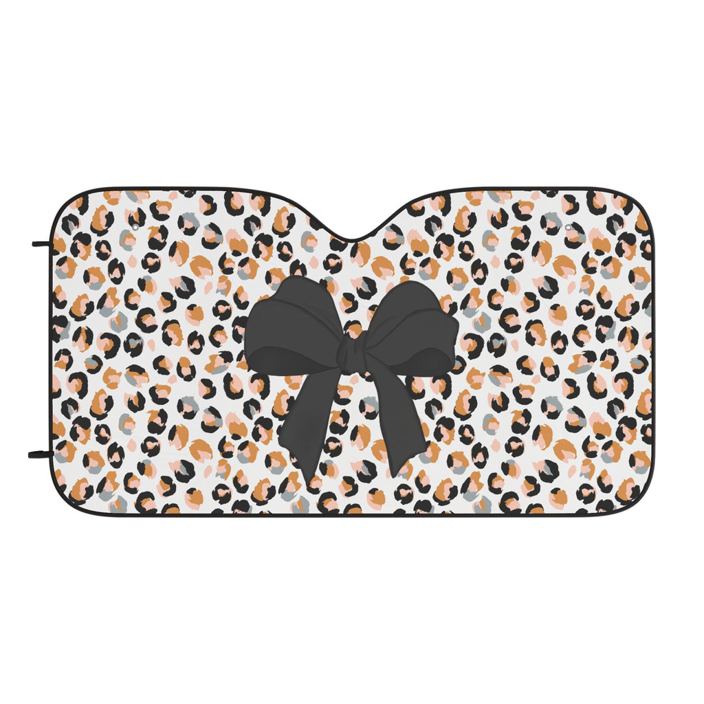 Leopard Print Car Sun Shade with Bow