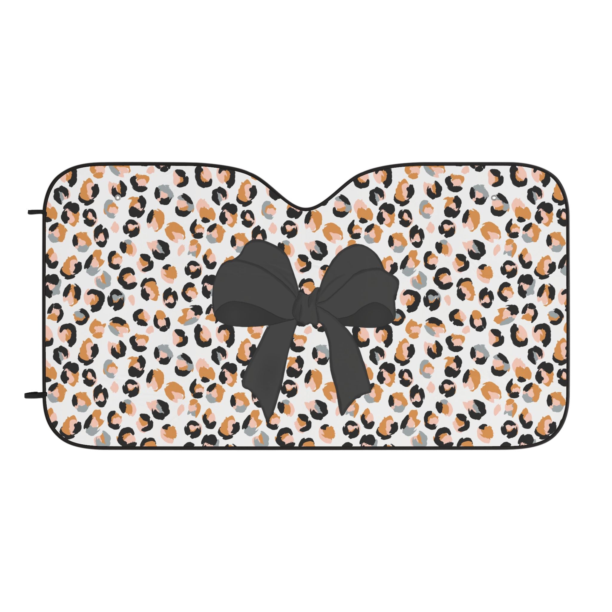 Leopard Print Car Sun Shade with Bow