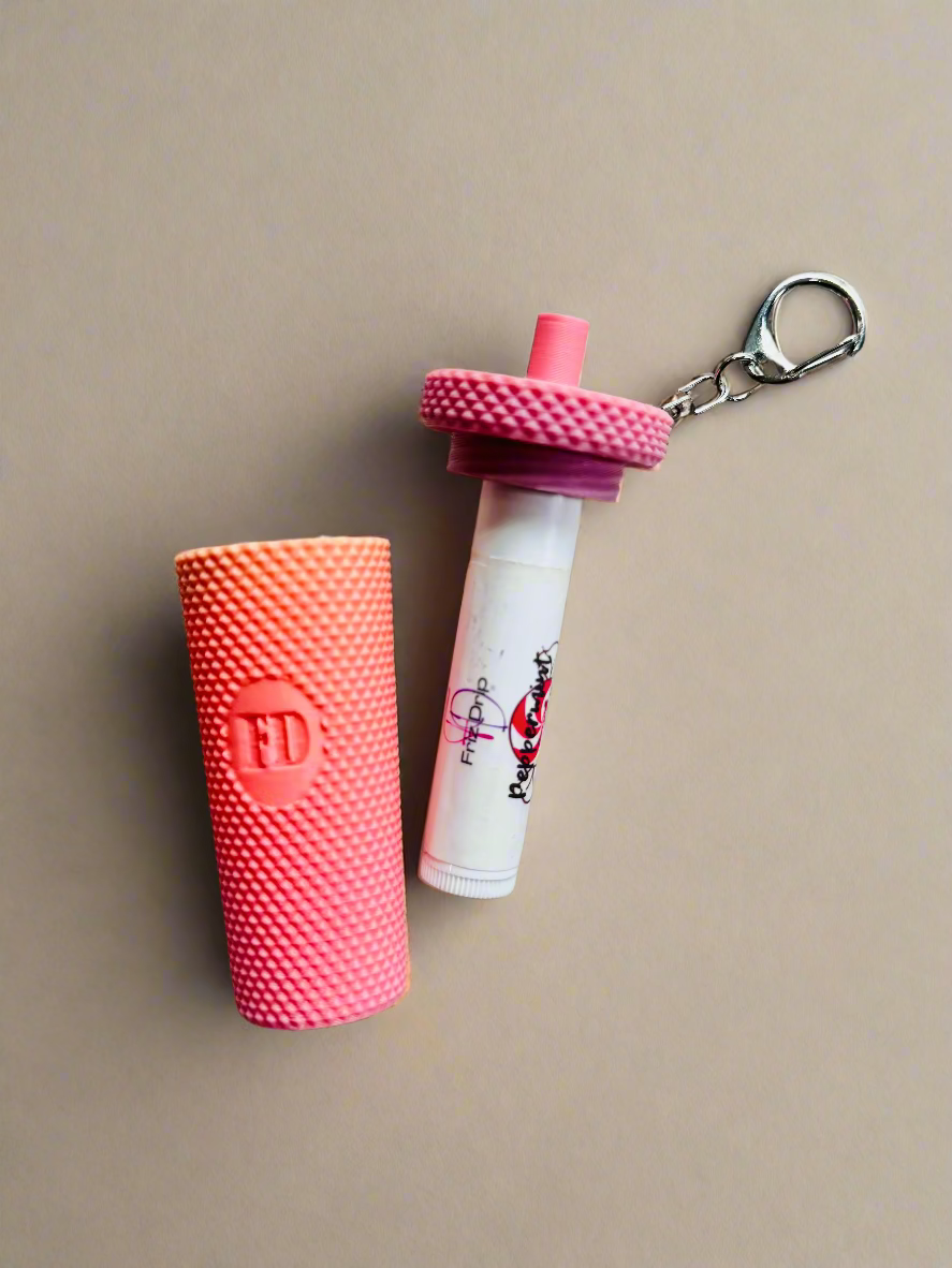 Coffee Cup Tumbler Style Lip Balm Holder Keychain-2